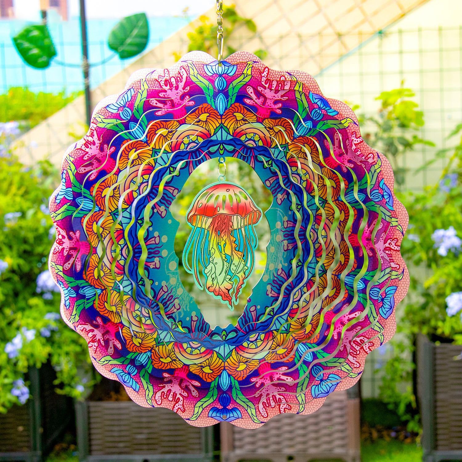 Jellyfish Wind Spinners Hanging Metal Wind Spinner for Outdoor & Indoor Decorations, Outdoor Decoration Wind Sculptures Art Decoration The for Family and friends12 inch