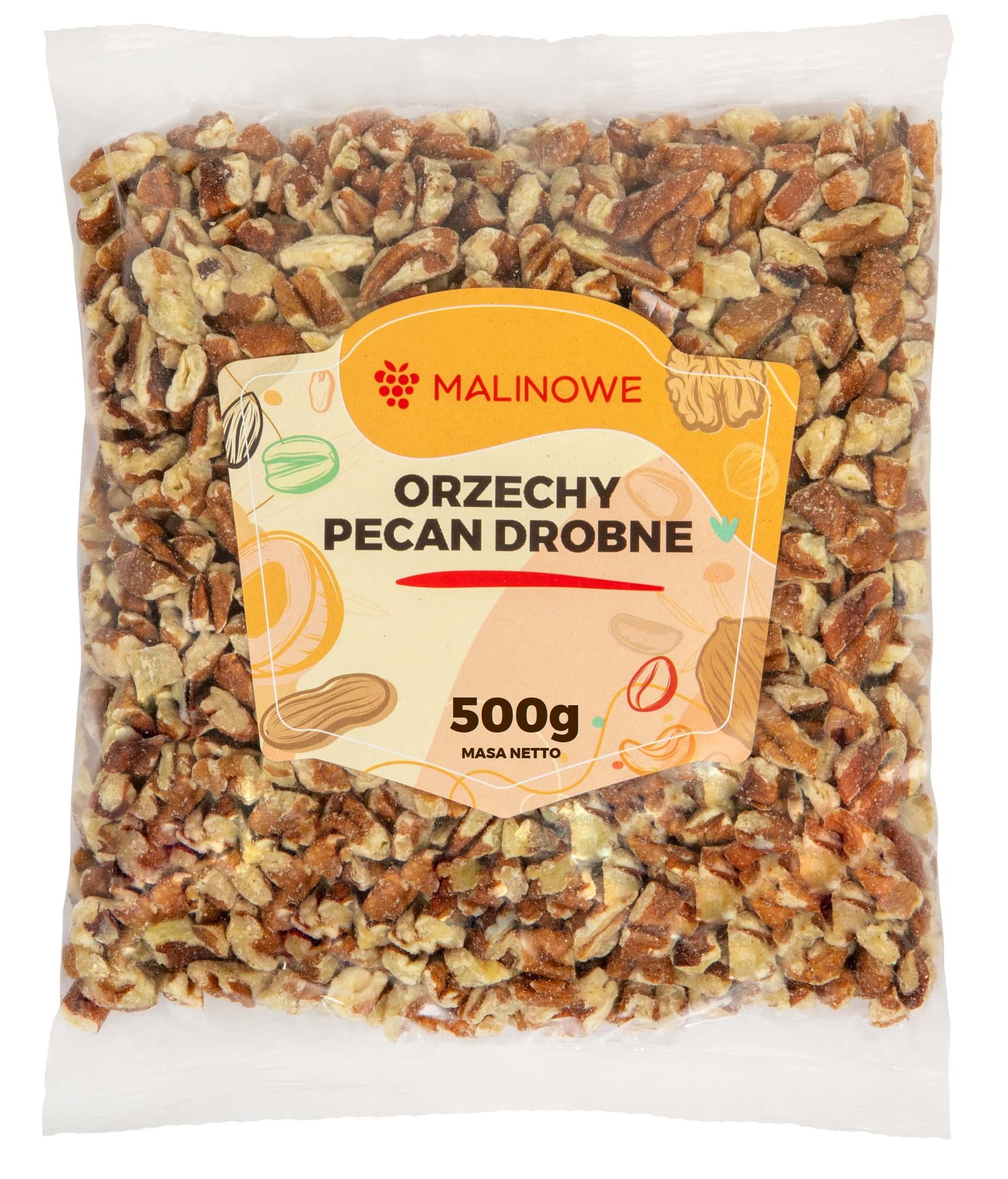 Malinowe ORZECHY PECAN DROBNE 500g Kawałki Wysoka Jakość