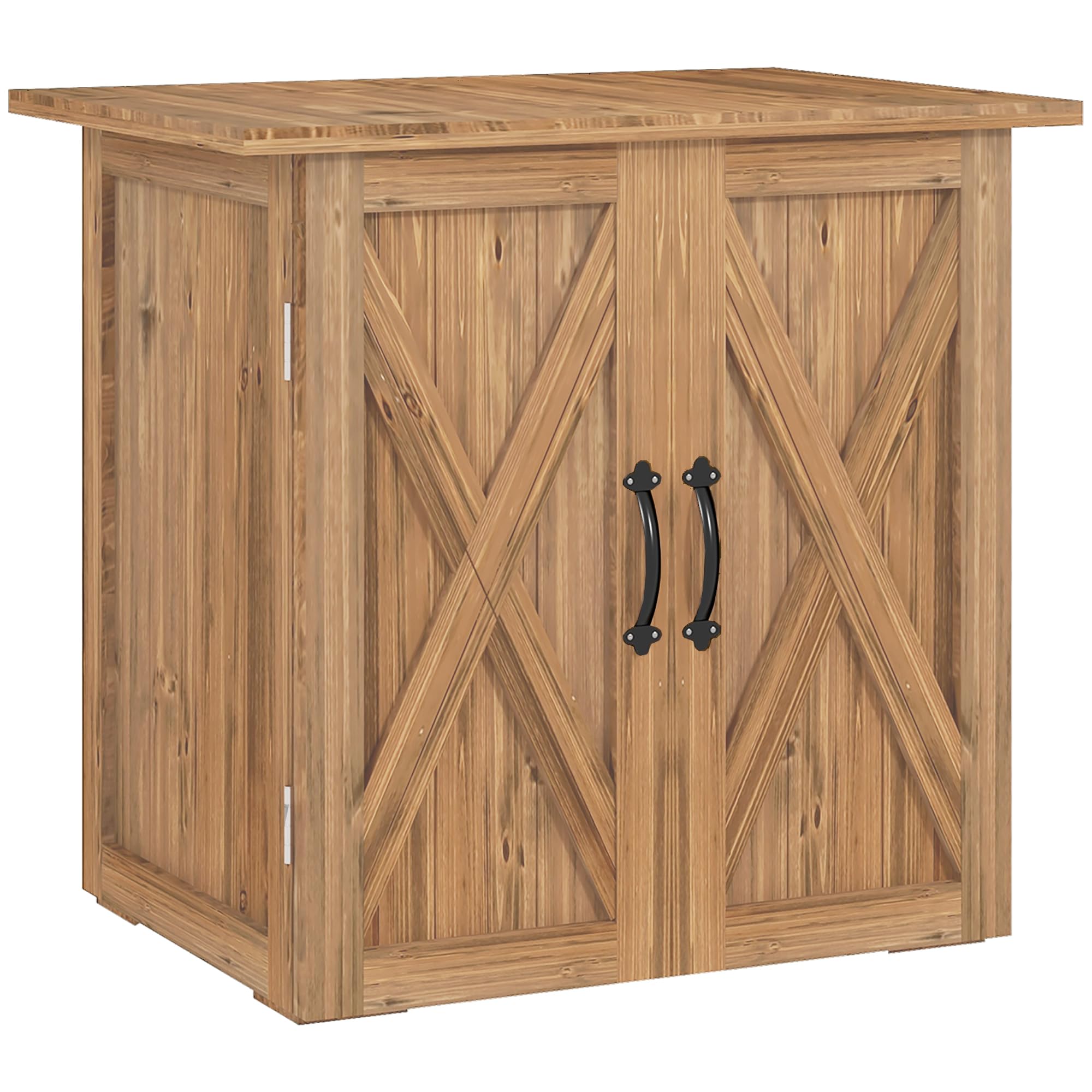 Outsunny Gartenschuppen Holz Geräteschrank Doppeltür 77x55x72 cm Braun