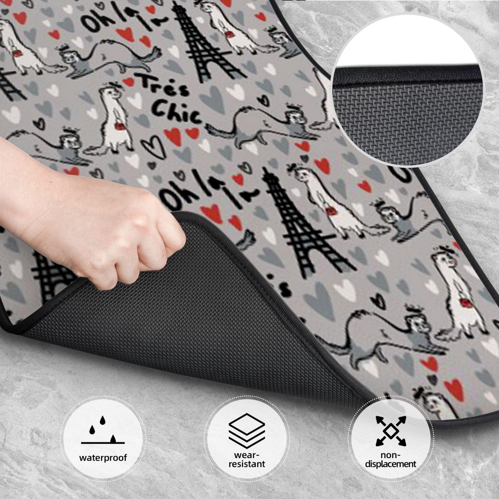 Set di tappetini per auto stampati con furetti alla moda francese, tappetini universali per auto, 4 pezzi accessori auto