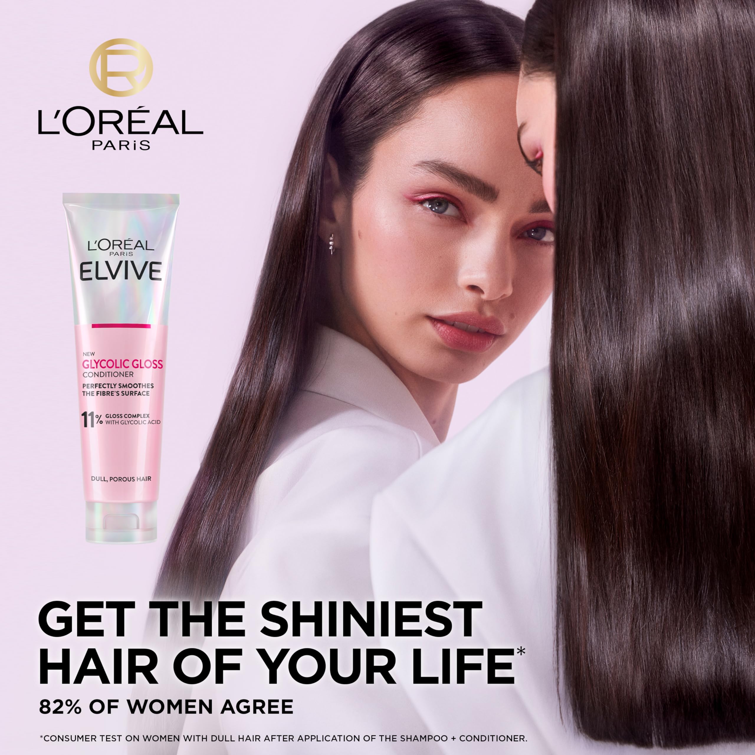 L'Oreal Paris Elvive Glycolic Gloss Conditioner, With Gloss Complex and Glycolic Acid, Fills and Seals Hair Fibres, For Long-lasting, Smooth and Shiny Hair, Ideal for Dull Hair, 150ml - Image 2