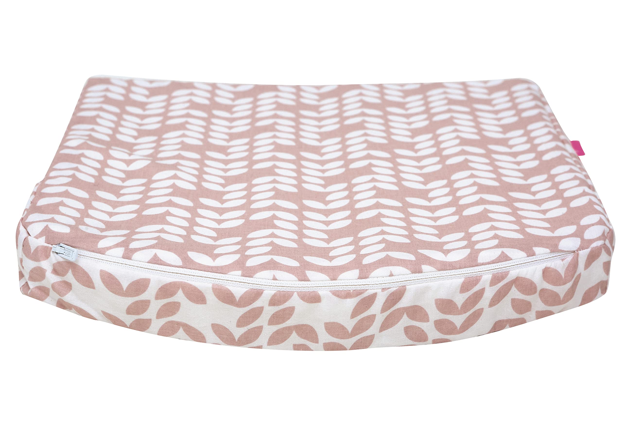 MOTHERHOOD Baby Keilkissen 30x30cm ideal für Kinderwagen, Stubenwagen, Öko-Tex Standard 100. Inkl. abnehmbarem Bezug aus 100% Baumwolle, Blatt rosa classiscs