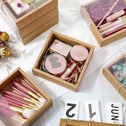 Miniatura 4 de Roowest 50 Juegos de Cajas de Regalo Caseras de Kraft con Etiquetas en Blanco y Cuerda de Yute (101 Artículos) para Envolver Joyas y Dulces,