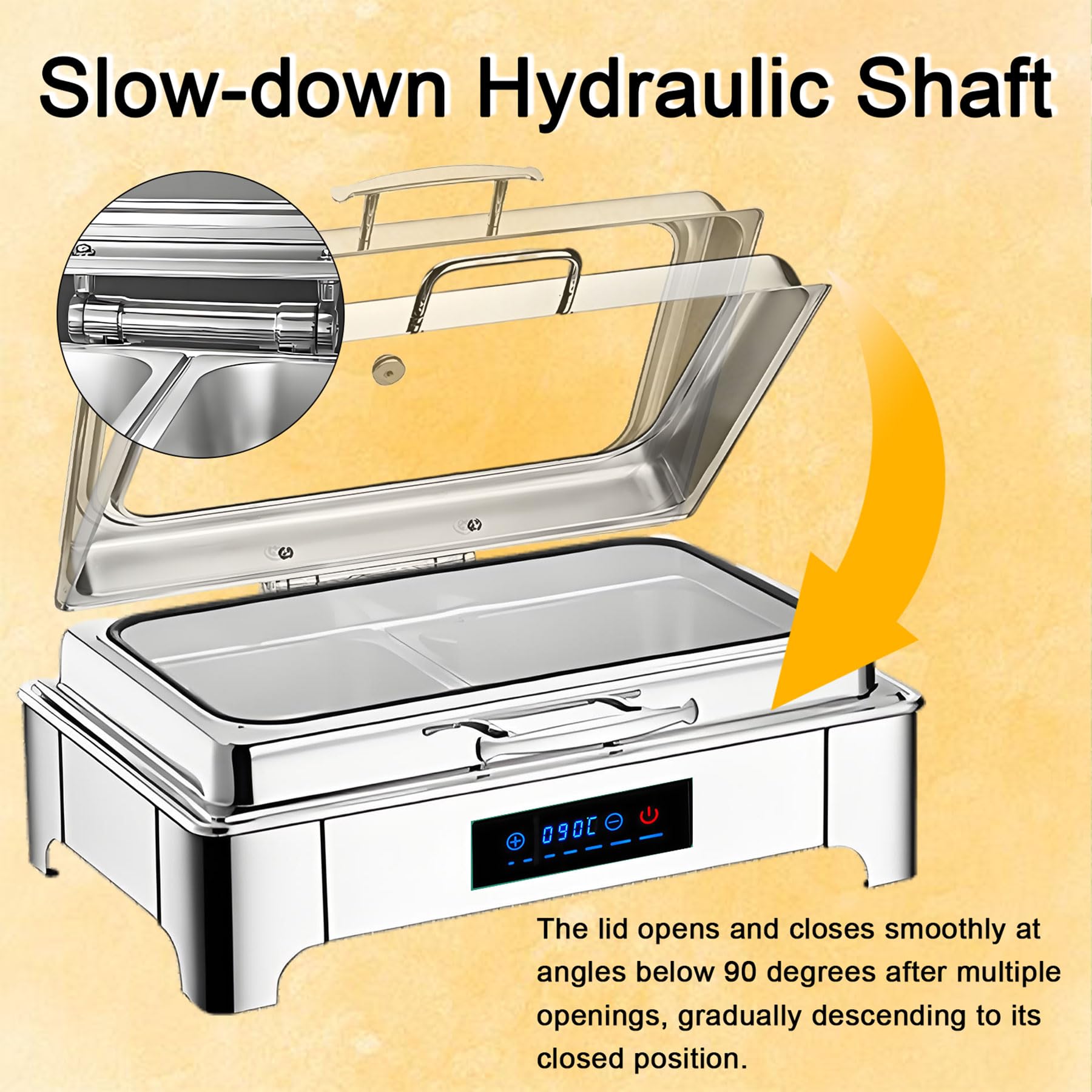 Chafing Dish Electrico, 9L Calentador de Comida Electrico Buffet | Calentador de Buffet Acero Inoxidable con Control Inteligente para Buffet y Fiestas, Temperatura Regulable 0-90℃