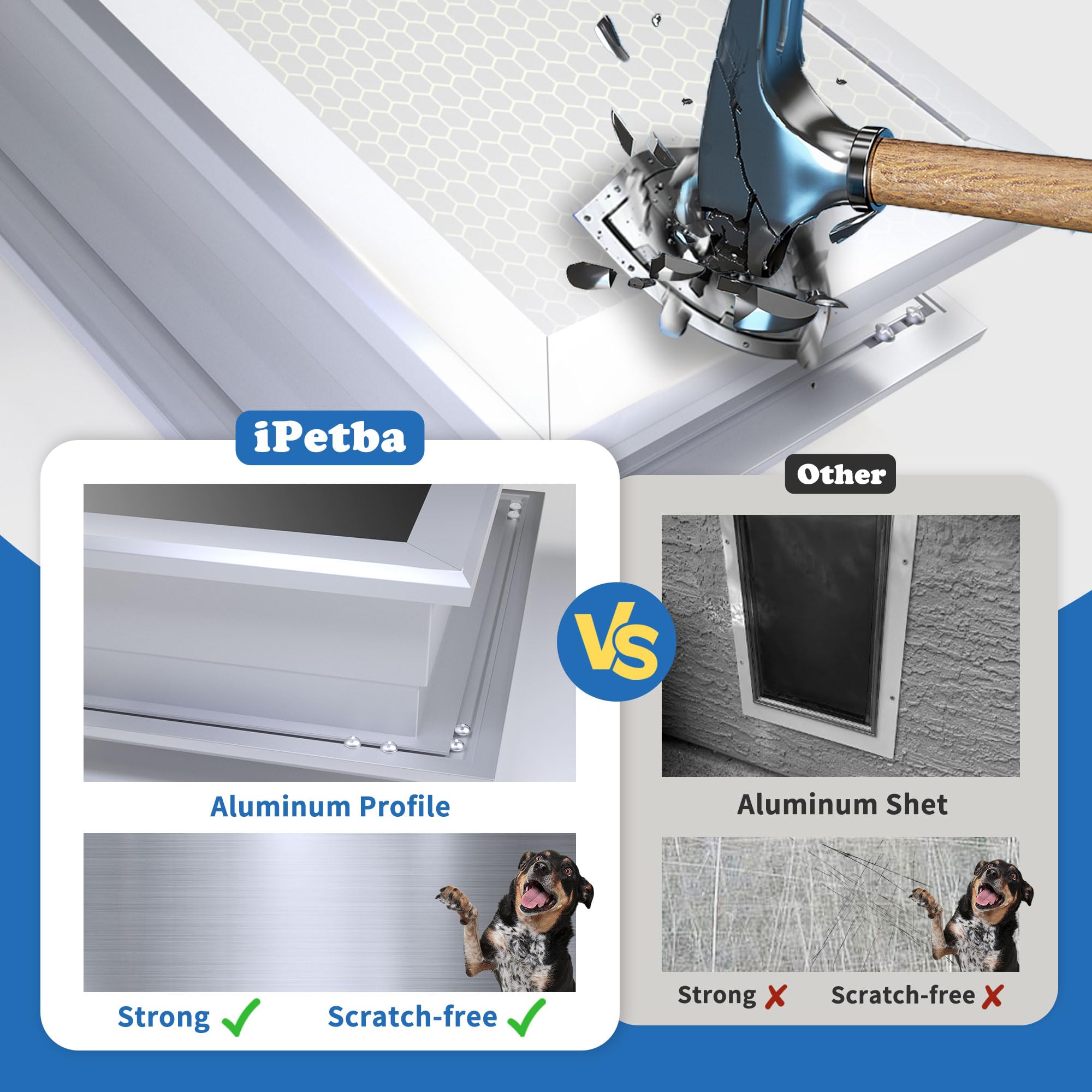 Gattaiola per Cani taglia Media – Aluminio, Bloqueable para Seguridad, Fácil Entrada & Salida, Resistente a Condiciones Climáticas Extremas, Hasta 50 kg