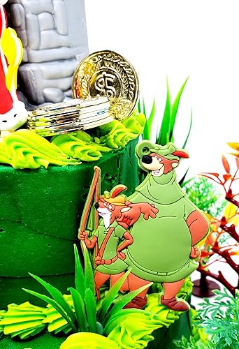 Miniatura 6 de Robin Hood - Juego de decoración para pastel de cumpleaños con el príncipe Juan, criada Marian y accesorios decorativos (diseño único)