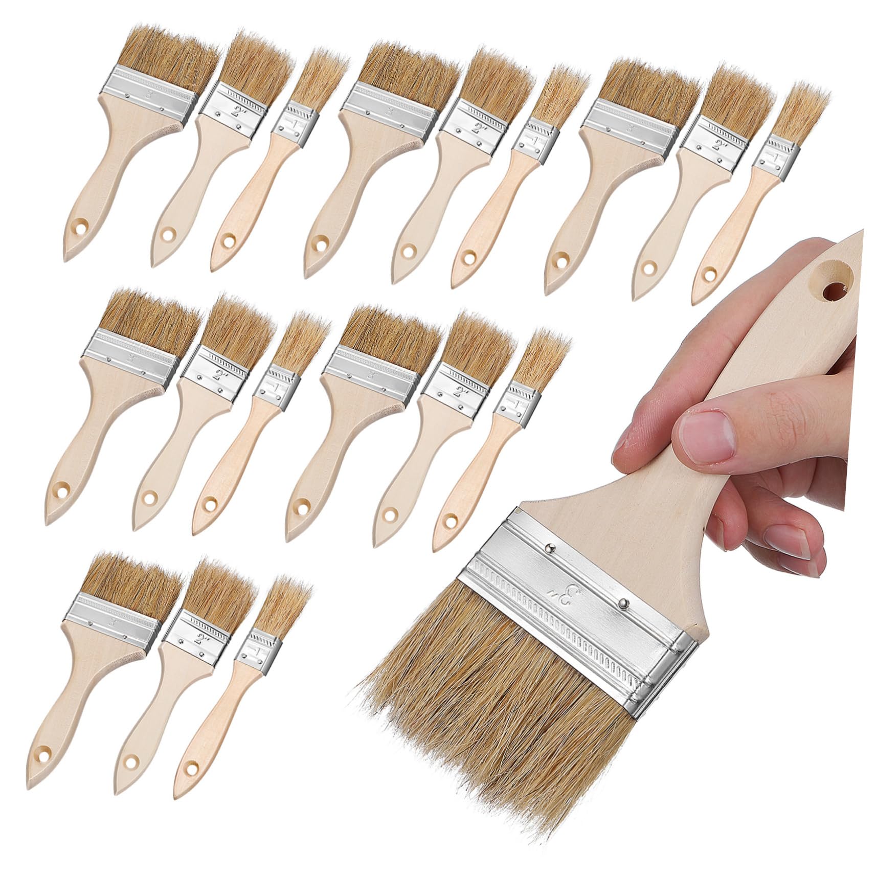 Housoutil 24-Piece BBQ Paint Brush Set Grill Sauce Brush for Barbecue Accessories for Oil Painting for Cooking Wood Handle