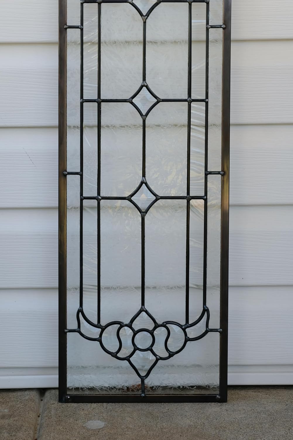 10" x 36" Stunning Handcrafted Hanging All Clear Stained Glass Beveled Window Panel