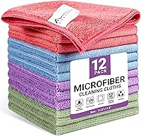 SIFANGKE Microfiber Cleaning Cloths 12 Pack Assorted Colors, 11.8x11.8 Reusable Rags for Kitchen, Car, Bathroom, Streak-Free Household Towels