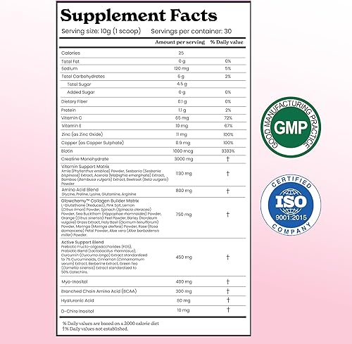 Miniatura 7 de Better Alt Creatina Plus Glowchemy  Matriz constructora de colágeno avanzada, ácido hialurónico, biotina y vitmain c, prebióticos  Para la