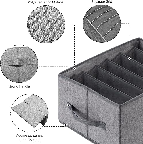 Miniatura 7 de Paquete de 4 organizadores de cajones para ropa, 7 rejillas plegables y lavables, organizadores de cajones, para ropa plegada, camisetas, camisetas