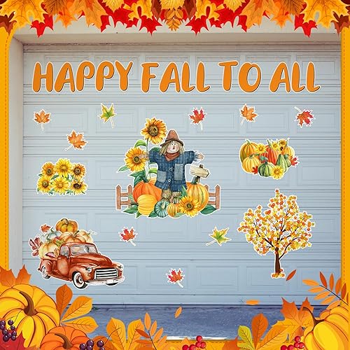 Miniatura 4 de Cholemy 28 piezas de decoración de puerta de garaje de Acción de Gracias, calcomanías magnéticas magnéticas de Acción de Gracias, nevera, calabaza,