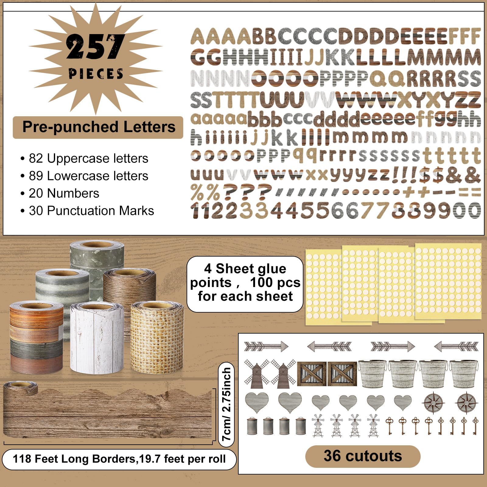 Snapklik.com : Kosiz Farmhouse Bulletin Board Decoration Set 118 Ft ...