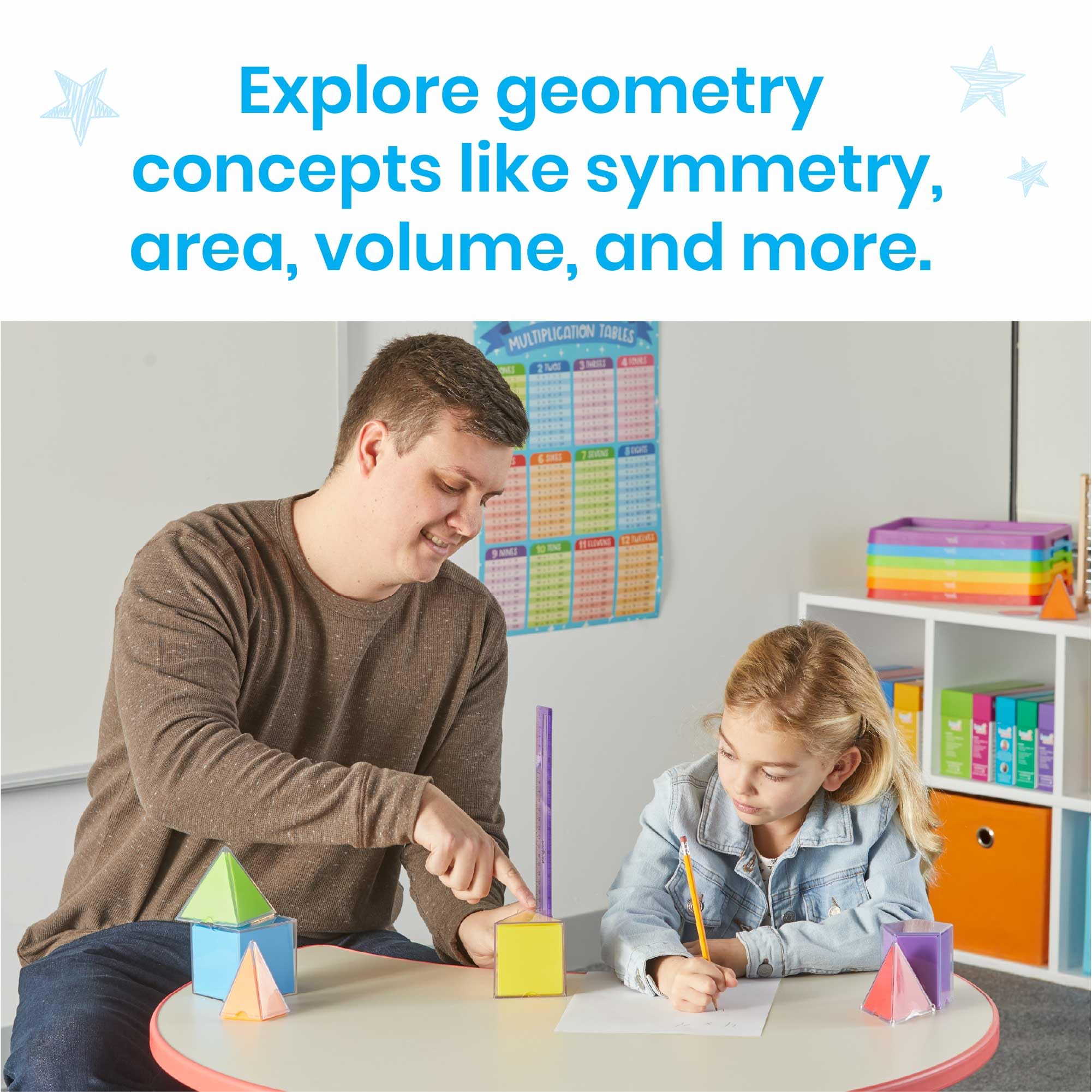Learning Resources Formas geométricas Plegables Set, +7 años | Formas y redes transparentes ayudan a comprender área, volumen y propiedades