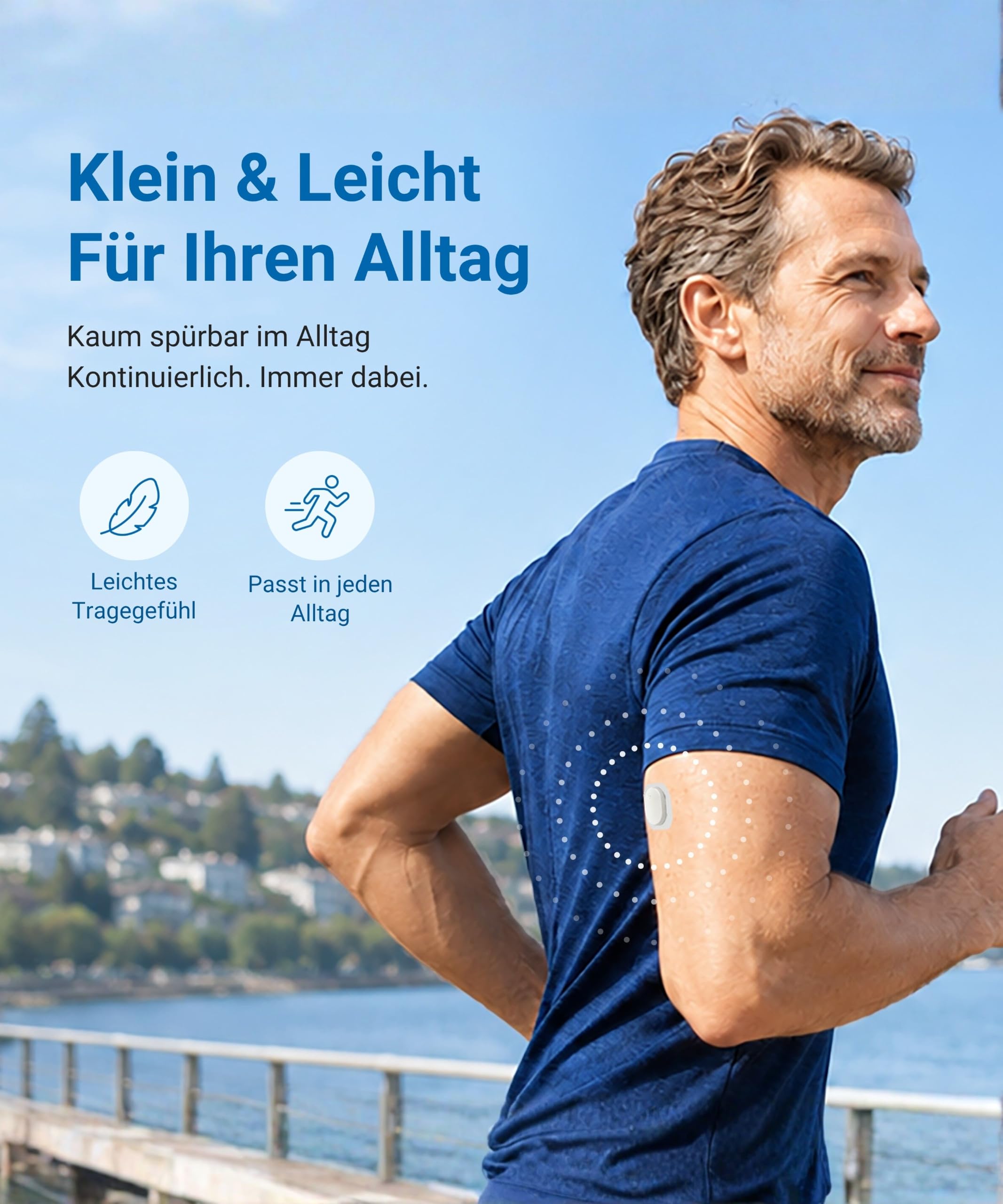 Sensore CGM Connect 21 – Misuratore di glicemia senza punture | 21 Giorni | 8,2% MARD | Impermeabile IP58 | App Bluetooth | CE 2797 | 1 Sensore con applicatore