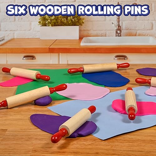 Miniatura 2 de READY 2 LEARN Mini rodillos de madera, juego de 6 a 7.25 pulgadas, asas giratorias, rodillos para masa de niños, manualidades, juego imaginativo