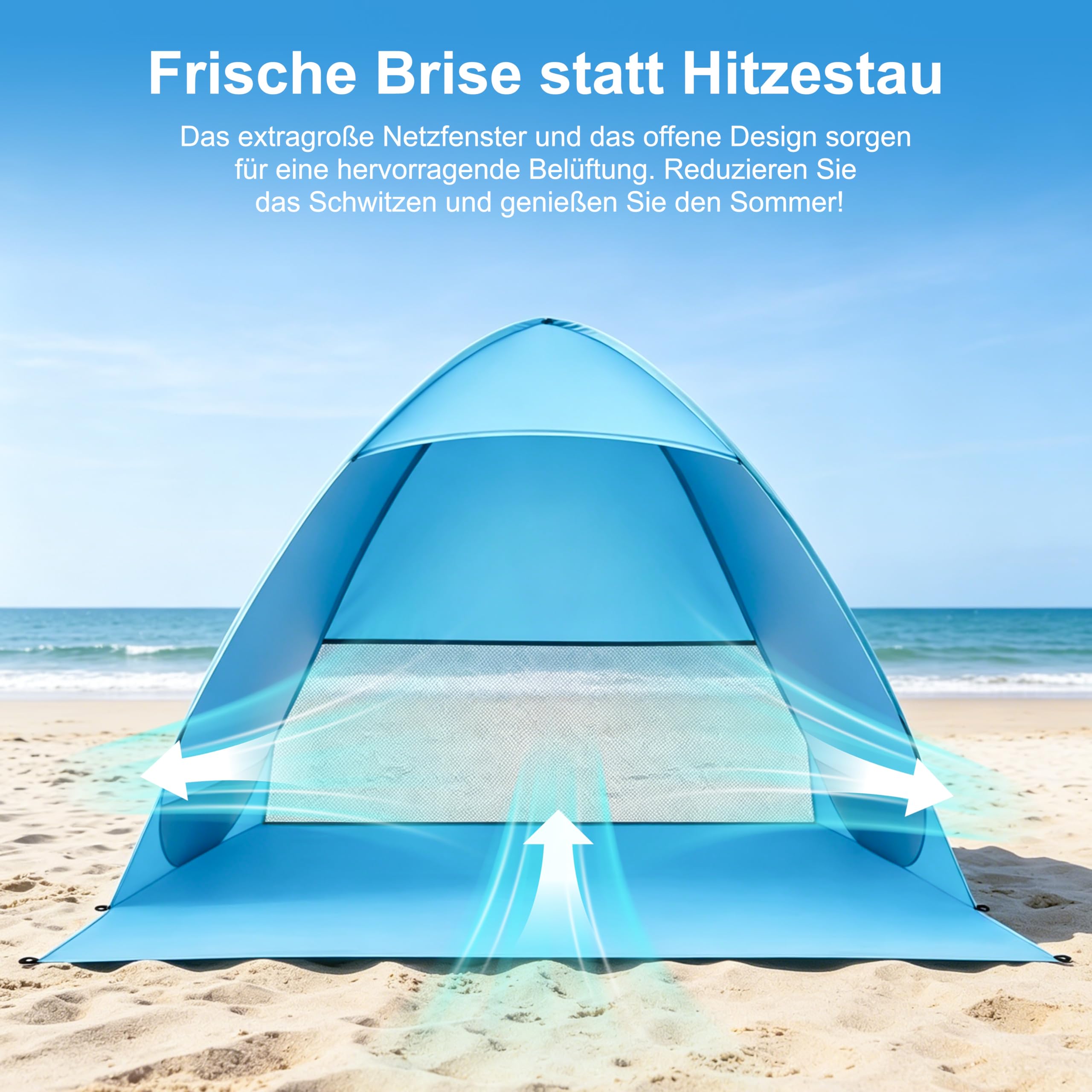 XXL namiot przeciwsłoneczny plażowy i plażowy namiot przeciwsłoneczny, wiatroszczelny niebieski