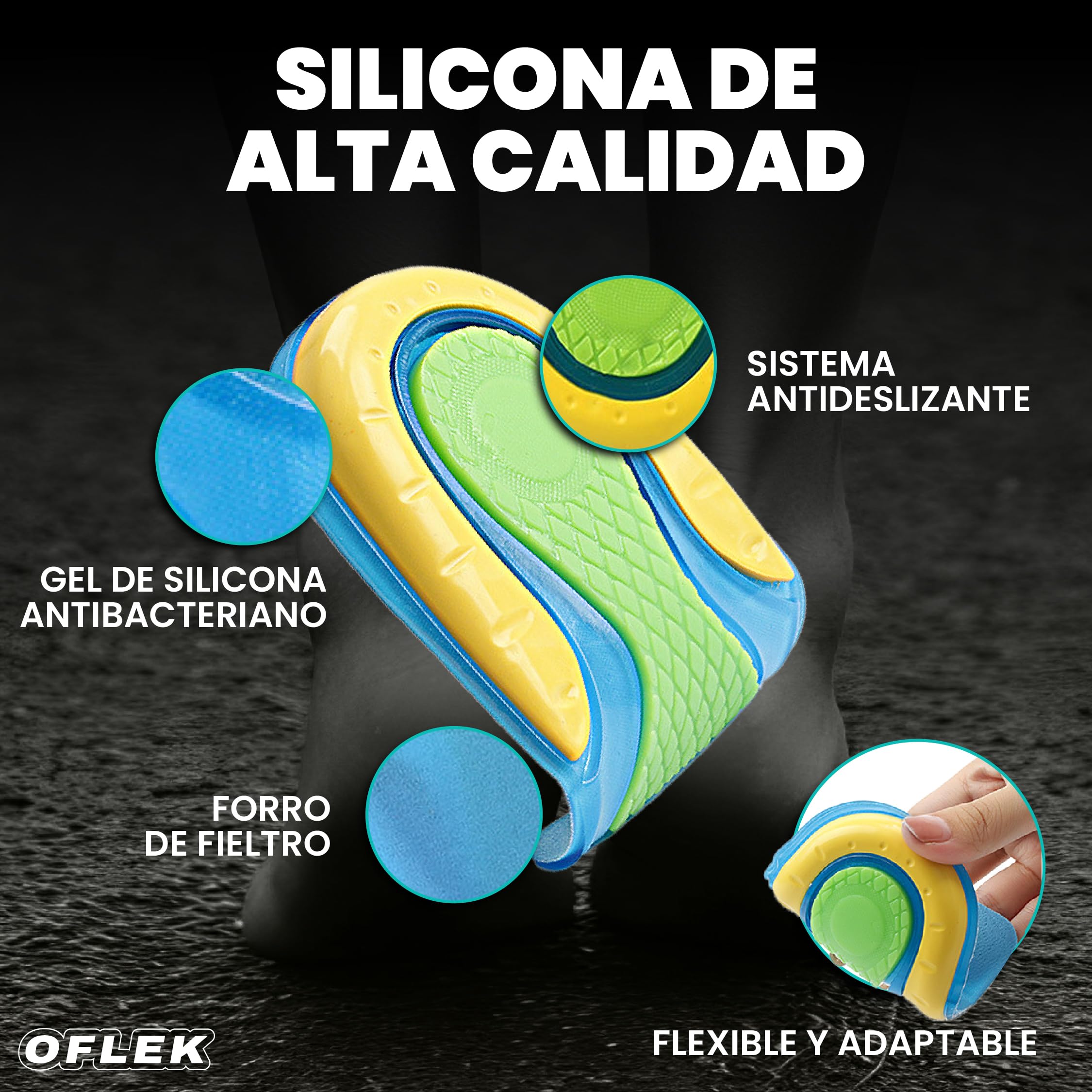 SUPER PACK PREMIUM Fascitis Plantar OFLEK® | 4 Taloneras + Talonera Silicona + Almohadilla Trasera + Protector Tacones + eBook Anti-Dolor + Soporte Antideslizante | Unisex | Alivio Dolor Pie