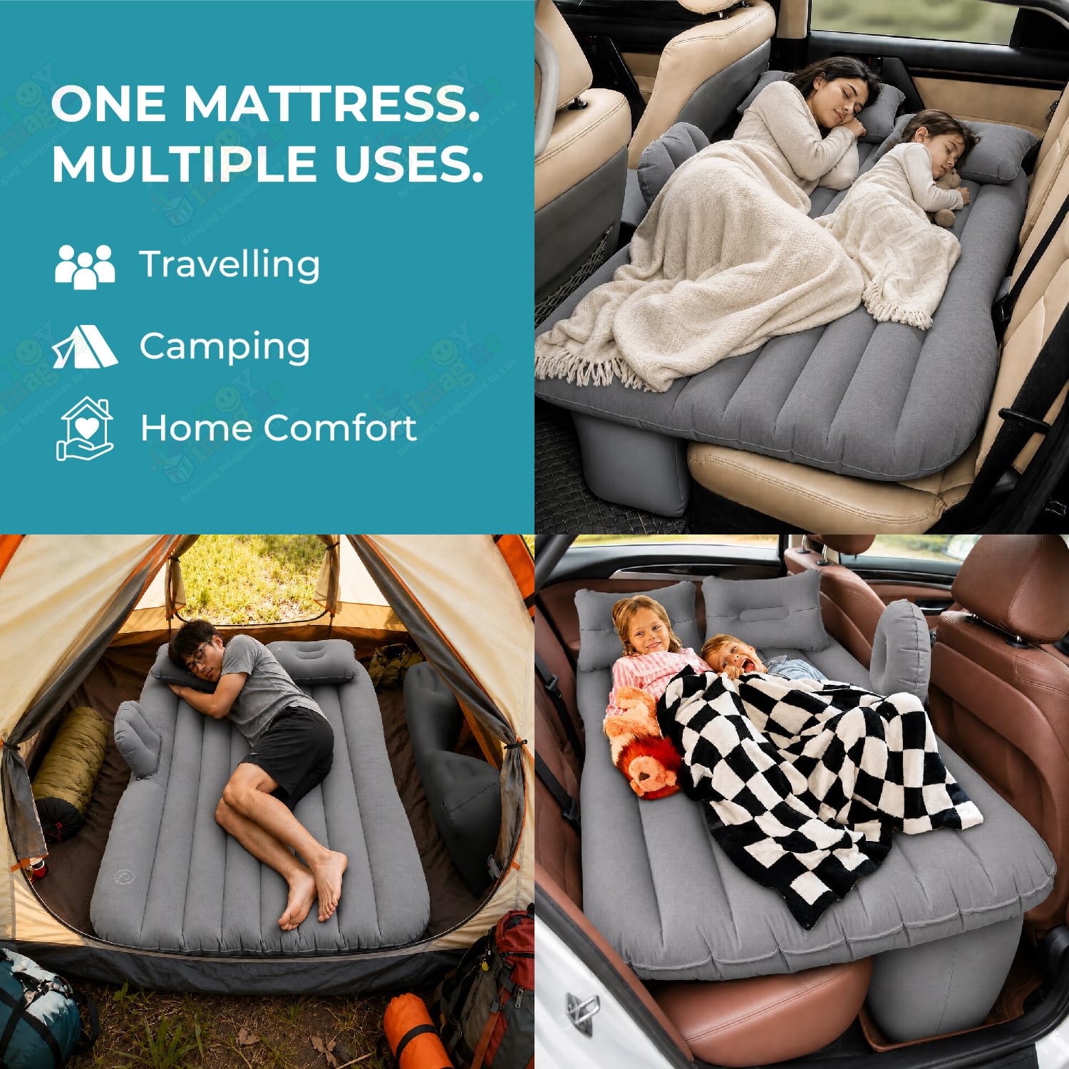 Inflatable Car Bed - Kids Travel Bed with Pump -8