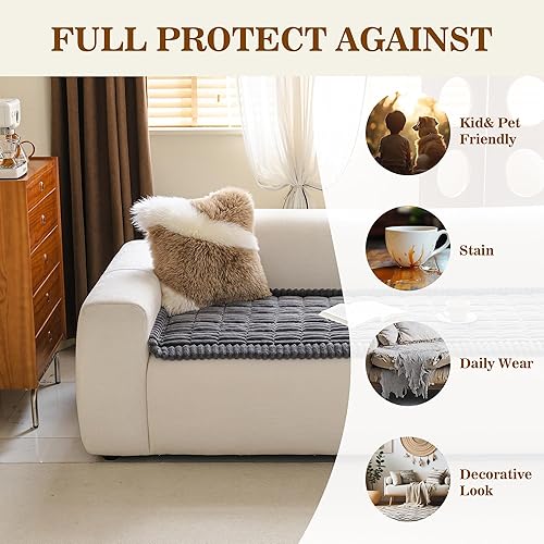 Miniatura 3 de MYSKY HOME Fundas para sofá de 3 cojines, aptas para mascotas, fundas de sofá lavables para mascotas, fundas protectoras de muebles, fundas