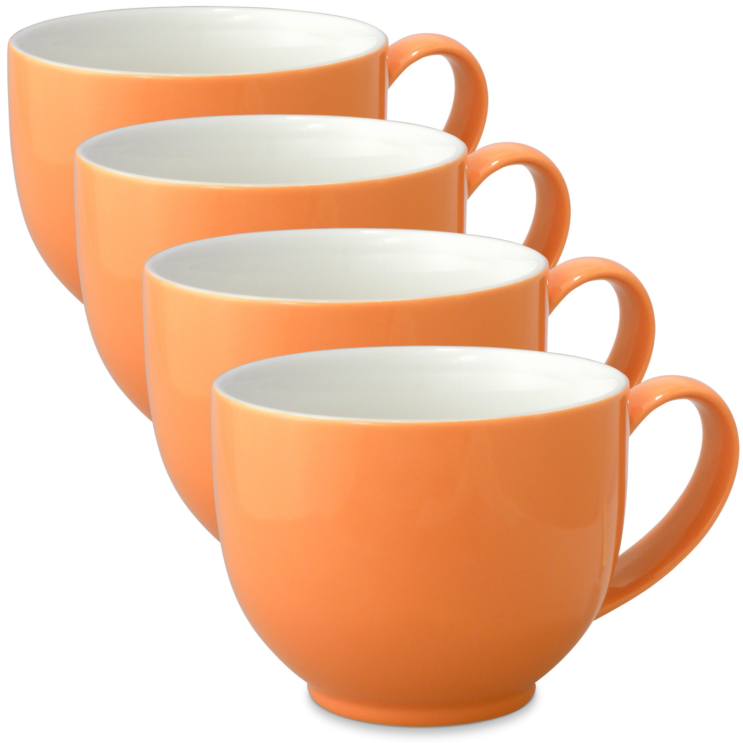 Tazas de té con asa FORLIFE Q de 10 oz, juego de 4 tazas para infusiones color Carrot
