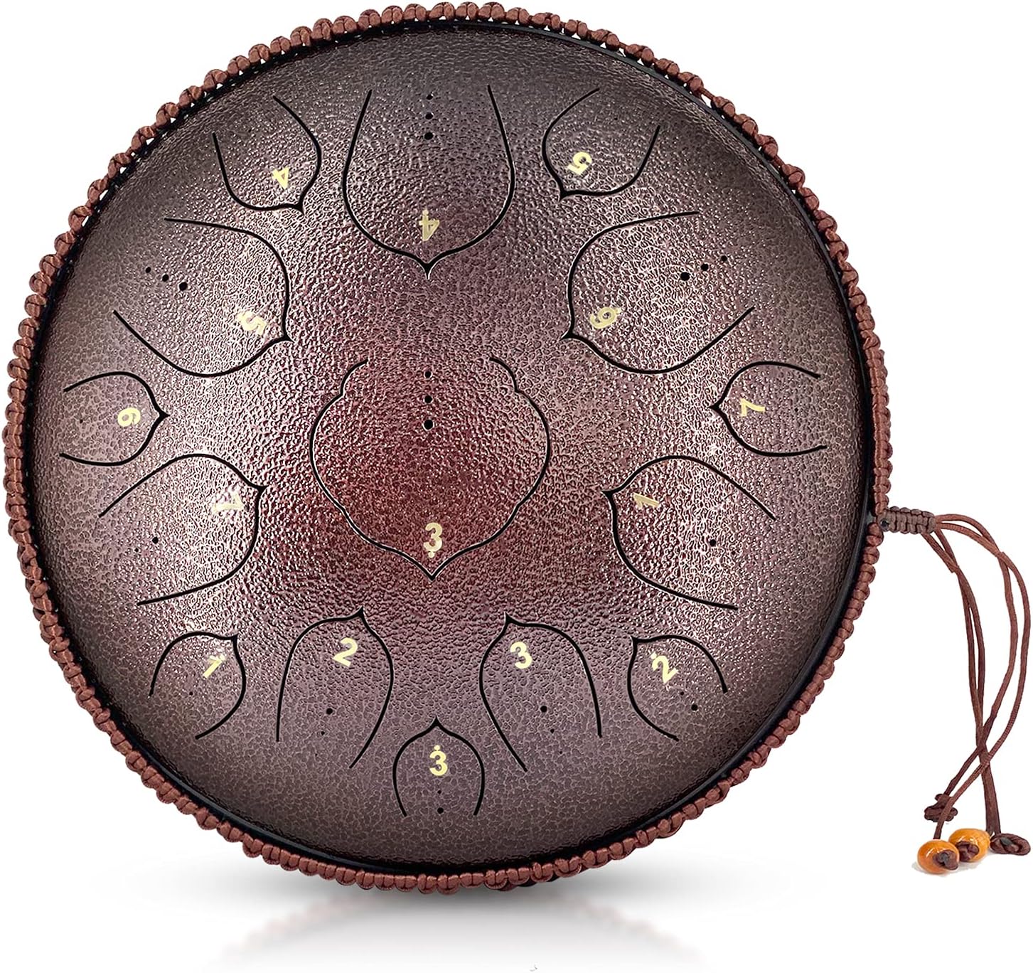 Steel Tongue Drum, 15 Notes 14 inch D-Key Handpan Percussion Instrument - Tank Chakra Drums with Padded Travel Bag, 2 Mallets, for Meditation, Decompression, Music and Gift (Bronze)