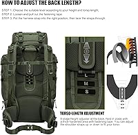 Vista 5 de Mardingtop 70L Mochila con armazón interno para caza, camping, senderismo; mochila con cubierta para la lluvia