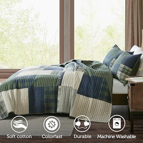 Miniatura 4 de Woolrich - Juego de edredón con diseño de mosaicos, colcha Cottege para cama de tamaño individual para todas las estaciones, colcha ligera de