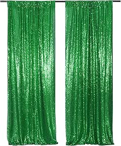 Orange Sequin Backdrop Curtains 2 Pack (2FT X 8FT Each) - Glitter Photography Drapes For Wedding, Birthday, Party Decor