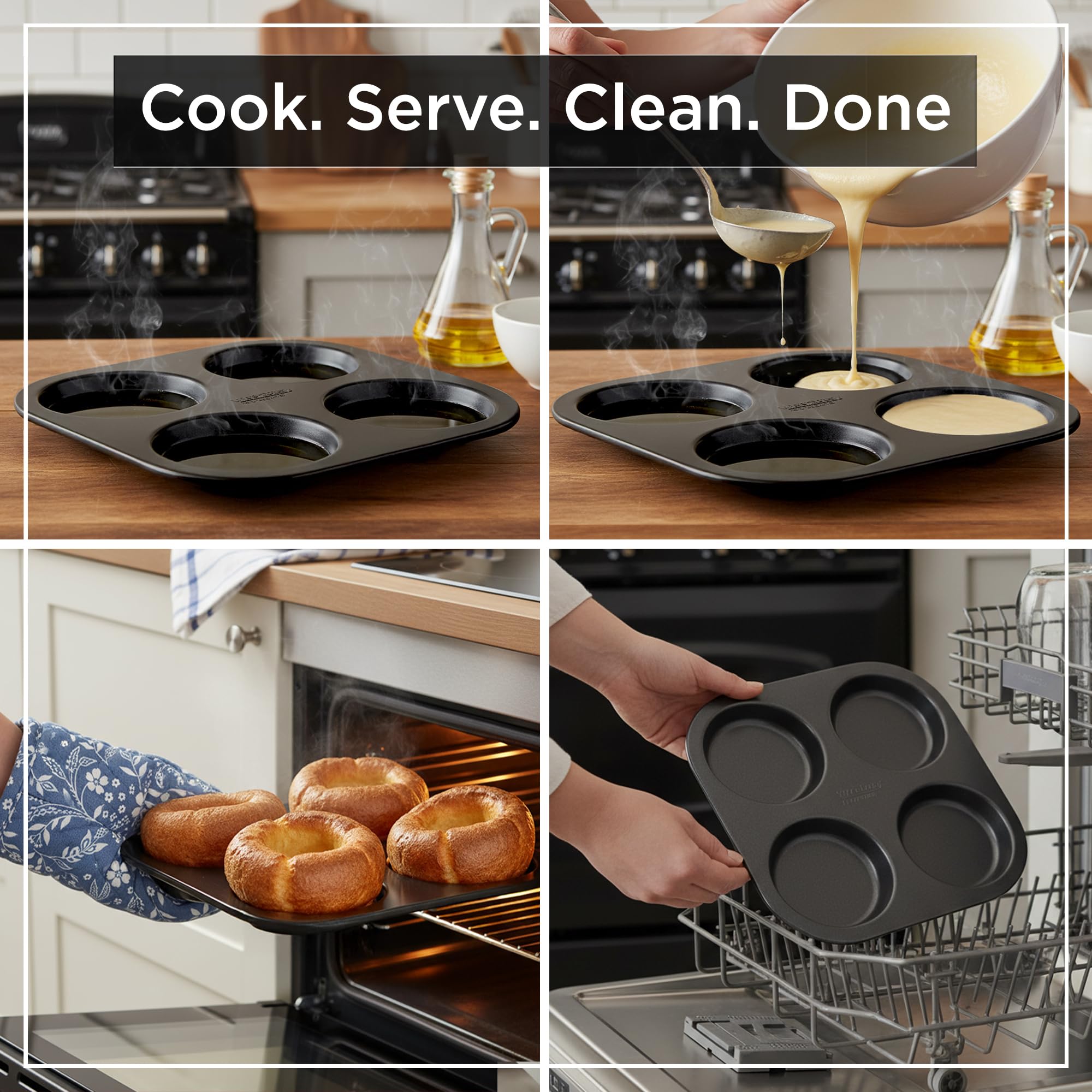 6 Tazze Antiaderente Popover Pan Muffin Cupcake Teglia Budino Per