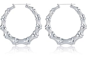 Silver Bamboo Hoop Earrings for Women