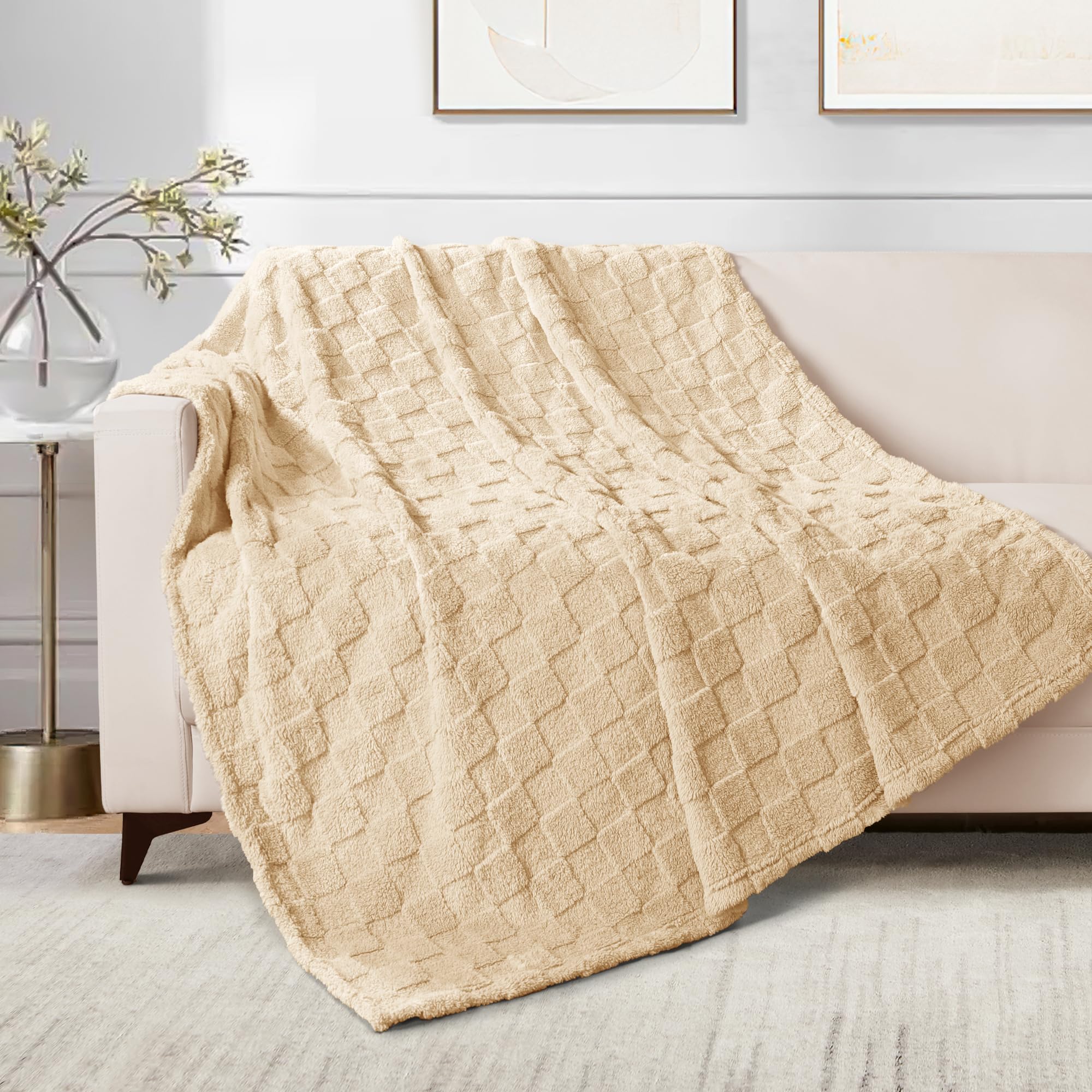 Exclusivo Mezcla Fleece Throw Blanket for Couch,Super Soft and Warm Lightweight Checkered Pattern Blankets for All Seasons 127x152 CM - Image 2