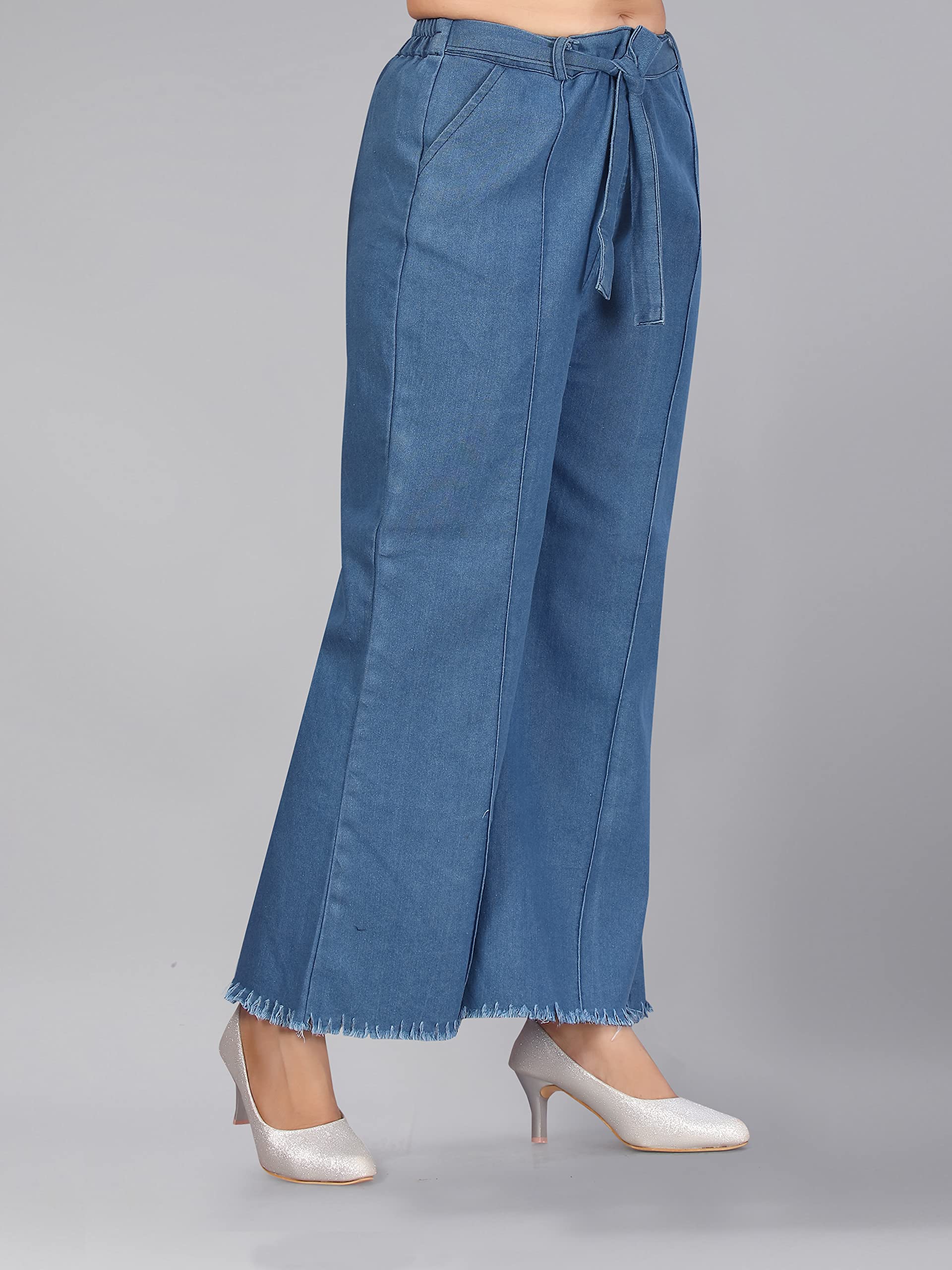 Aarika Girls Blue Color Denim Palazzo (Pl-Af-2204-Blue-36)