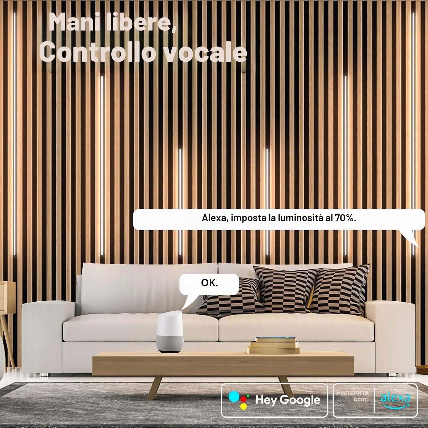 LICHASER 6 Nero Incasso LED Striscia per Pannelli Fonoassorbenti, WiFi Profilo Alluminio per Strisce LED Compatibile con Alexa, Bianca Calda Autoadesiva per Pannelli Acustici (40*2+60*2+90*2 cm)