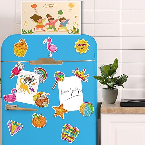 Miniatura 9 de Mlife 6 imanes de pintura de diamante, imanes de nevera para adultos, niños pequeños, kits de arte de pintura de diamantes pequeños para