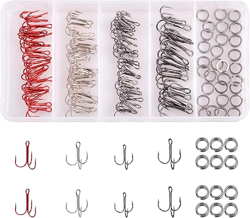 Kit de anzuelos agudos de pesca, 160 piezascaja afilada redonda curva aguda, ganchos anchos de acero de alto carbono, gancho de pescado de púas para