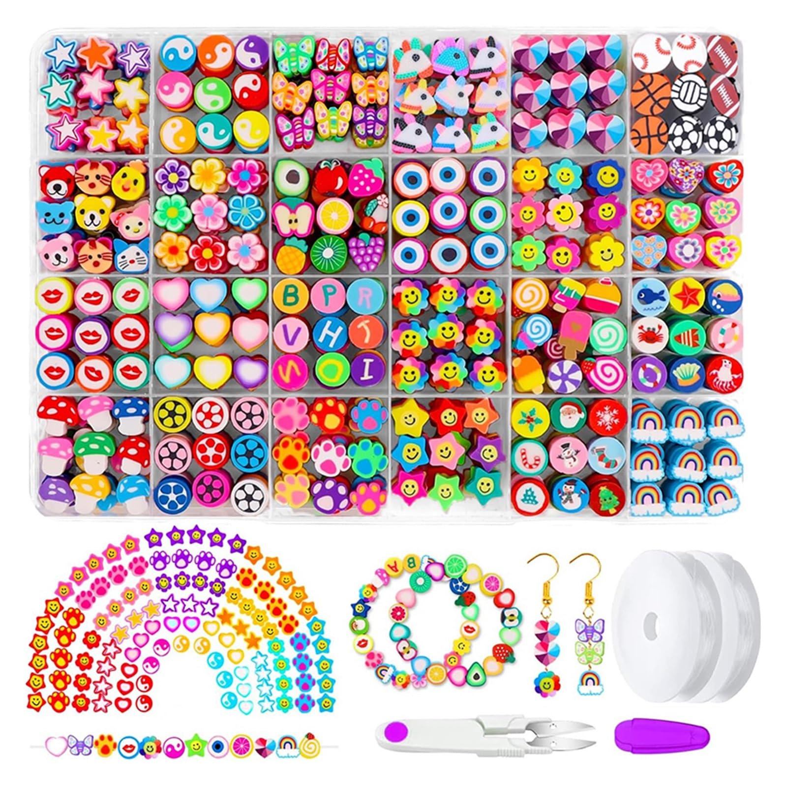 Senyoi DIY Beads kit 24-Style Polymer Clay Bead Kit(480PCS)