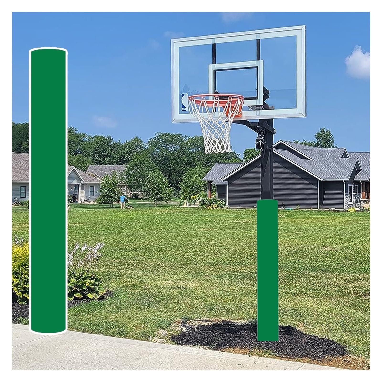 MZZKFC Reusable Basketball Hoop Pads, Customizable Pole Protector Padding Weatherproof UV-Resistant, Easy Install Pole and Post Anti Collision Pad 6ft for Gym/Tree, Outdoor(Green-H 70.9in,Dia 8.7in)