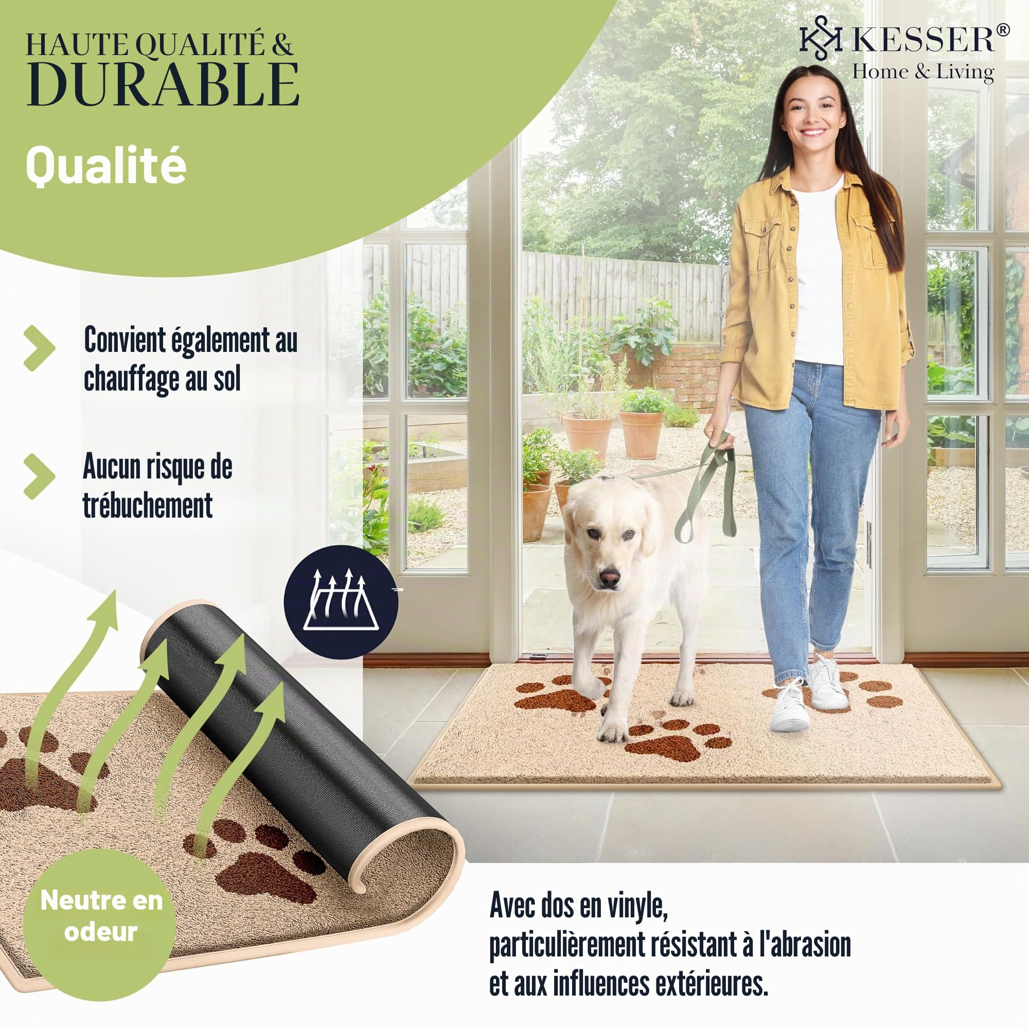 KESSER Paillasson Professionnel, Tapis d'Entrée en Plusieurs Tailles, Tapis de Porte, Moquette, Tapis de Pied & Essuiedoux, Antidérapant, Résistant aux Intempéries, Lavable en Machine, Pour Porte