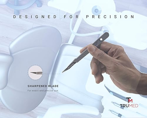 Miniatura 4 de TruMed Bisturí desechables hoja de acero 11 herramienta quirúrgicaherramienta dermaplaning  mango de plástico  herramientas de podología médica