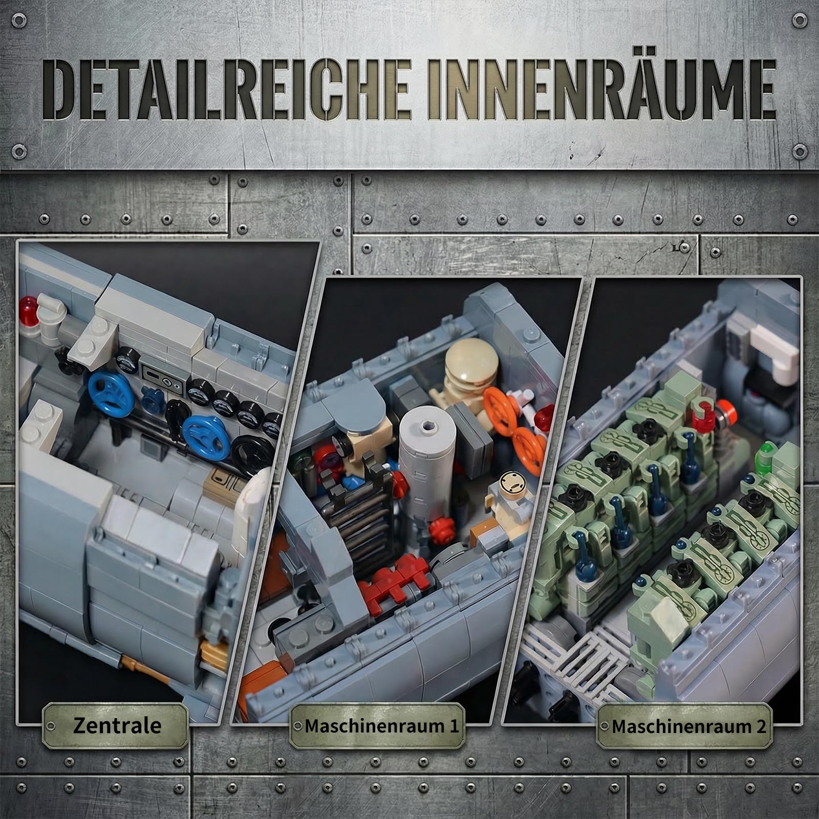 WWII U-552 Submarine U-Boot Klemmbausteine Technik - 6172 Teile 102 cm Länge Deutsches Schlachtschiff, Military Series MOC Sets für Erwachsene Kompatibel mit Panlos