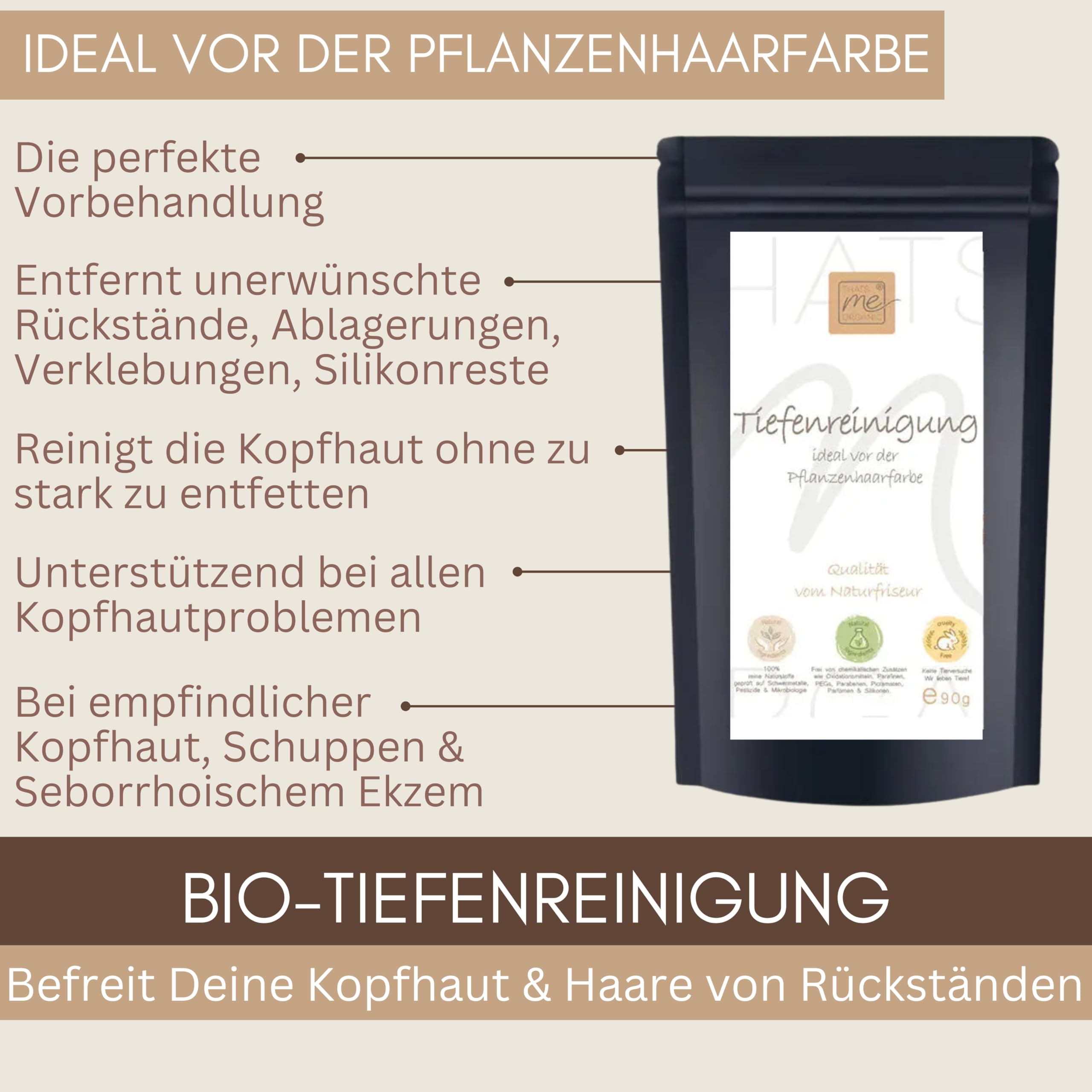 Thats me Organic BIO Haar Tiefenreinigungsshampoo Pulver 90g – Entfernt Rückstände, Ablagerungen & Silikonreste – Detox und Clarifying Shampoo Pulver für saubere, gesunde Haare