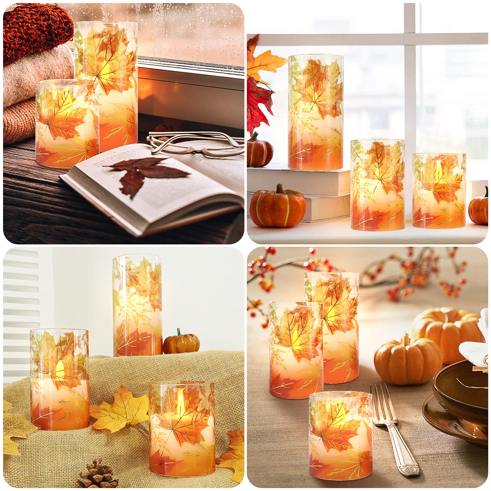 Candele LED Con Timer E Telecomando – Set Da 4 Con Design Zucca E Girasole – Perfette Per Decorazioni Autunnali E Ringraziamento - 4