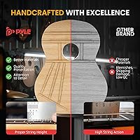 Vista 6 de Pyle Kit de guitarra acústica de cuerdas de acero, 4/4 de tamaño completo con corte, guitarra acústica totalmente de madera con juego de accesorios
