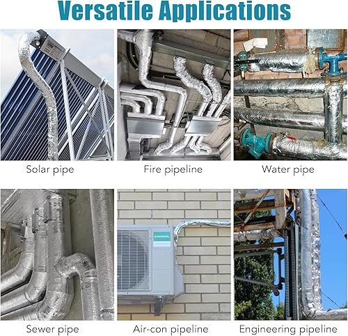 Miniatura 6 de Worldity 4 tubos de espuma de aislamiento de tuberías de 2 pulgadas, envoltura de espuma aislante autoadhesiva, tubo de espuma aislante de aluminio