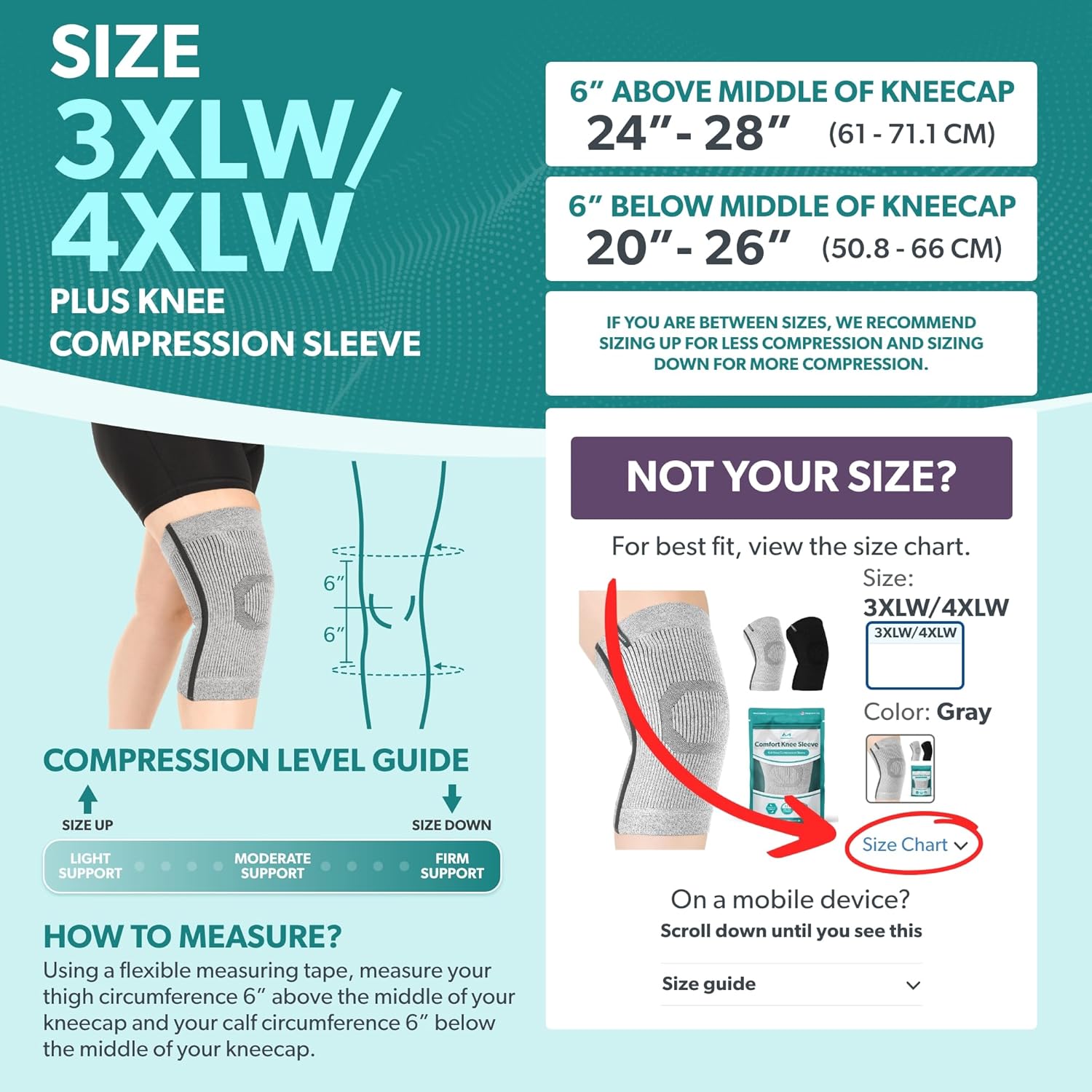 BraceAbility Plus Size Knee Brace for Women and Men – Compression Sleeve for Knee Pain Relief, Arthritis, Swelling, Osteoarthritis, Meniscus Tear, Joint Support Knee Stabilizer (3XL/4XL Wide Gray)