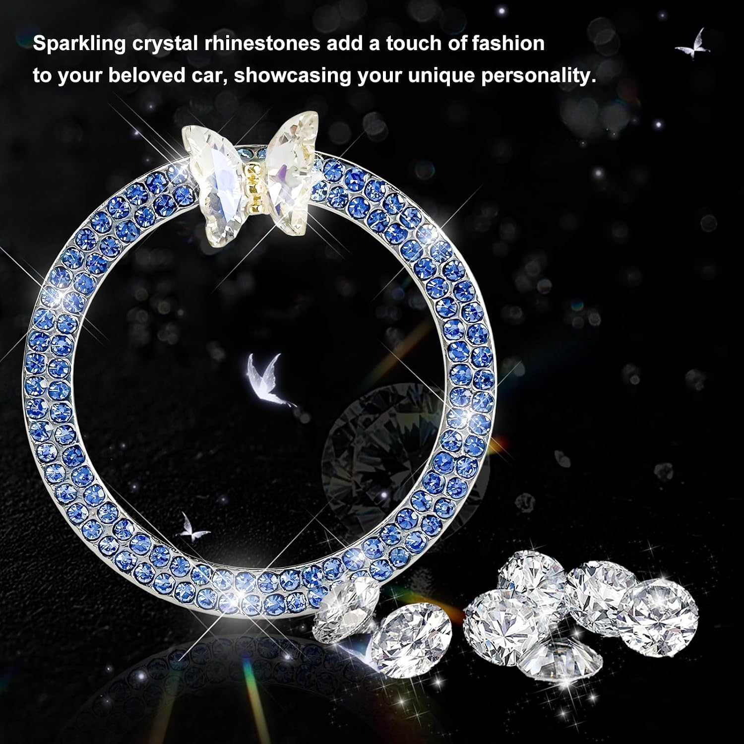 Bling Butterfly Car Start Button Ring, Blue image 5