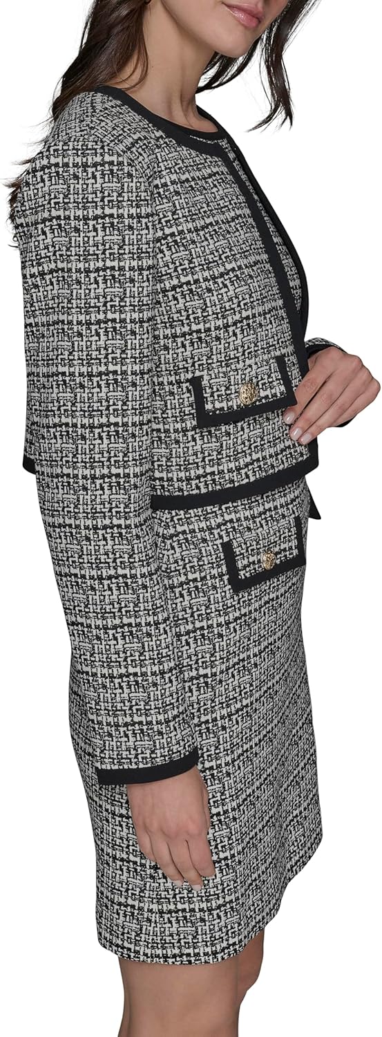 KARL LAGERFELD womens Trim Piping Cropped Long Sleeve Jacket - Image 3