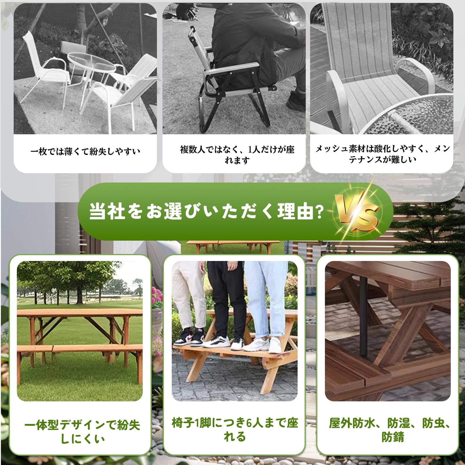 Amazon.co.jp: Poxvythb 大型ガーデンテーブルセット ピクニックセット