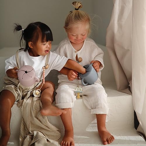 Miniatura 30 de mushie x Bluey Silicone Snack Cup | Contenedor de comida a prueba de derrames para niños pequeños y bebés (marfil azulado) Azul marfil,Bluey